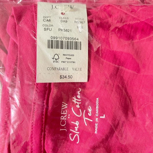 J. CREW Tee Vintage Slub Cotton Short Sleeve V Neck T-Shirt Sweet Fuchsia Pink - Picture 6 of 8